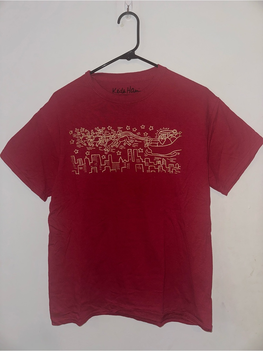 Keith Haring Red Graphic Crewneck T/shirt - Picture 2 of 4
